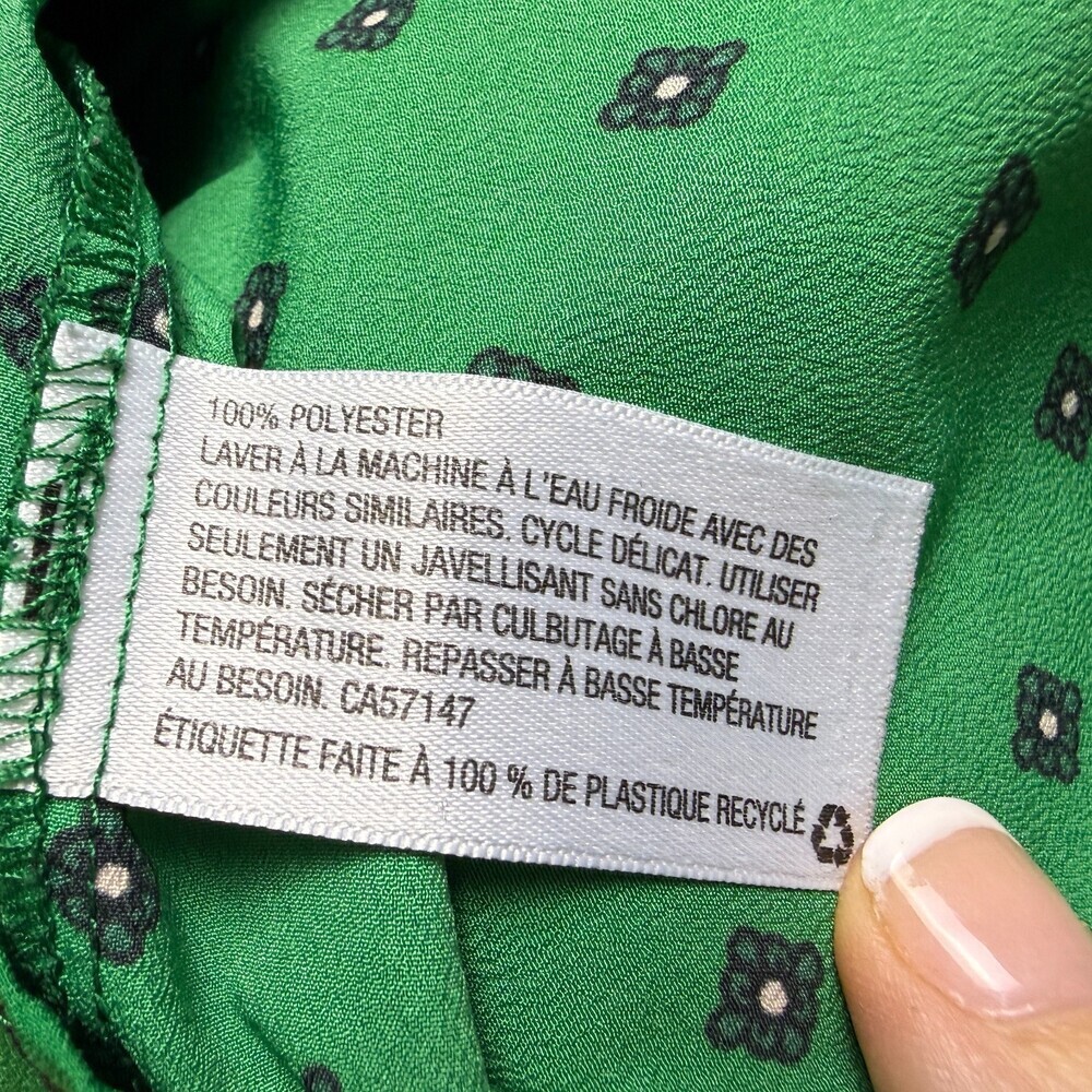 Merona Women's XL Cap Sleeve Blouse Kelly Green Blue Geometric Floral Print Top - Picture 11 of 13